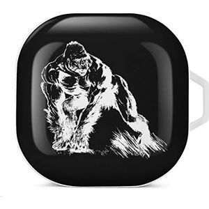 Borstspieren Gorilla oordopjes hoesje compatibel met Samsung hard shell beschermhoes witte stijl