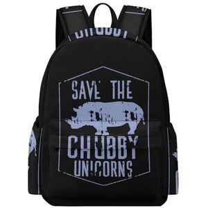 Save The Chubby Unicorns Mini Rugzak Leuke Schoudertas Kleine Laptop Tas Reizen Dagrugzak voor Mannen Vrouwen