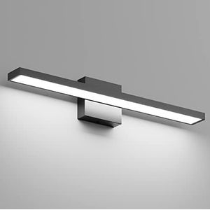 Klighten Led-spiegellamp voor badkamer, 60 cm, 20 W, IP44, wandlamp voor badkamer, spiegellampen, modern, 2000 lumen, 6000 K koel wit, 144 leds, 110 V-240 V, zwart