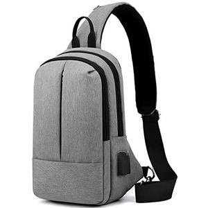 Betrouwbare borsttas voor heren, kleine waterdichte sporttas voor mannen, USB-tas, anti-diefstal, reizen, crossbodytassen, jongen mode mini-bagpack, Grijs