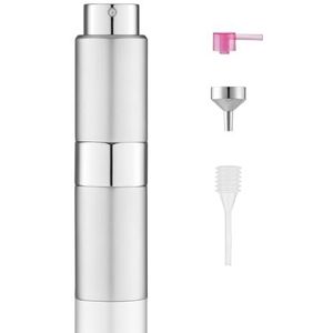 Toureal 20 ml parfumverstuiver, navulbaar, leeg, reisparfumverstuiver voor dames en heren, reisverstuiver, fles voor onderweg, zilver