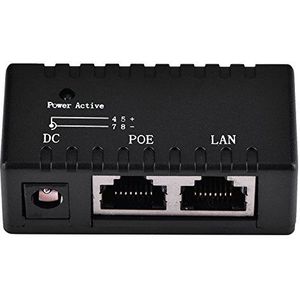 VBESTLIFE POE Injector Splitter Power over Ethernet Voeding Adapter Voor IP Camera LAN Netwerk(Zwart)