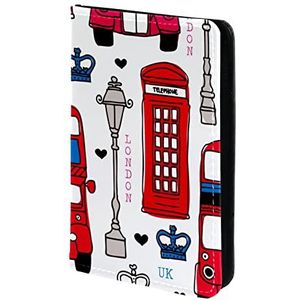 Paspoorthouder, Paspoorthoes, Paspoortportemonnee, Travel Essentials London Love UK Bus, Meerkleurig, 11.5x16.5cm/4.5x6.5 in