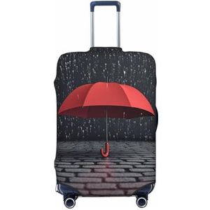 GFLFMXZW Reisbagagehoes Rode Paraplu in Regen Koffer Covers voor Bagage Mode Koffer Protector Past 18-32 inch Bagage, Zwart, Medium