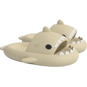 Jhsm-danielfan Haaienpantoffels, set van 2 stuks, antislip bad- en outdoorsandalen voor koppels, zomer, strand, zwembadslippers voor mannen en vrouwen, antislip, sneldrogende huisschoenen, Beige, 42.5