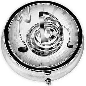 Muzikaal thema Muziek Clefs Pillendoos Metalen Ronde Kleine Pillendoosje Leuke 3 Compartimenten Pil Organizer Draagbare Reizen Pillendoos Mini Pillencontainer Houder voor Dagelijkse Medicijnen