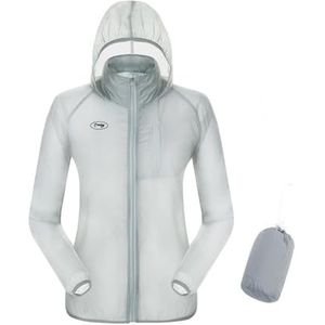 CGLRybO Fiets-hardloopjack, lichtgewicht, opvouwbaar, winddicht en zonbeschermend windjack voor fiets, wandelen, buitenwerk en reizen, ademende outdoorjas, Grijs, L