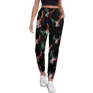 Aquarel Rendier Joggingbroek Voor Vrouwen Hoge Taille Joggers Casual Lounge Broek Met Zakken Voor Workout Running