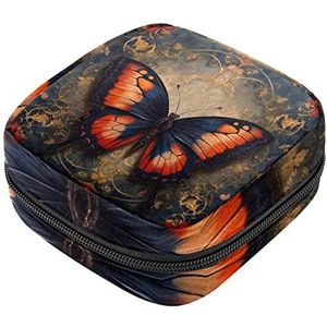 Bloem en Vlinder Maandverband Opbergtas Menstruatie Pad Tas Draagbare Menstruatie Cup Pouch met Rits voor Tiener Meisjes Vrouwen Dames