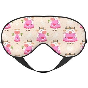 Mooie roze cartoon koe afdrukken veelzijdige rust helper, zacht slaap oogmasker dubbelzijdig voor yoga, kamperen, zacht slaap oogmasker