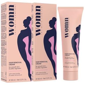 womn Ontharingscrème Voordeelverpakking (2 x 100 ml) – Zachte ontharing voor intieme zone, bikinilijn en oksels – Zonder snijwonden of scheerbultjes, dermatologisch getest