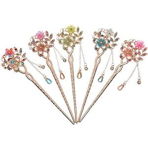 5 Stks Mode Klassieke Vintage Glanzende Haarclip Haaraccessoires Dubbele Bloem Haarkam Strass Haarspeld