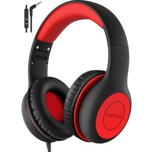 EarFun Kinderhoofdtelefoon, opvouwbare hoofdtelefoon voor kinderen, 85/94dB volumebegrenzer, deelfunctie, stereogeluid, verstelbare hoofdband, bedrade kinderhoofdtelefoon met microfoon voor