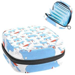 Opbergtas voor maandverband, menstruatiecup zakje tampon tas, menstruatiepads, houder organizer voor vrouwen en meisjes, wilde dieren