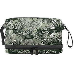 Grote capaciteit reizen cosmetische tas,Gingko blad patroon,Make-up tas,Waterdichte make-up tas organisator, Meerkleurig, 27x15x14 cm/10.6x5.9x5.5 in