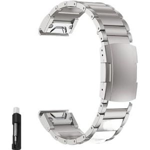 Fit for Garmin 22mm 26mm Quick Fit Titanium Metalen Horlogeband Armband geschikt for Fenix ​​7X 7 6X Pro 5X Plus/Instinct/Epix Band Polsband (Color : Silver1, Size : 26mm)