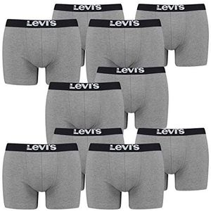 Levi's 10-Pack Heren Solid Basic Boxer Korte Boxershorts Ondergoed Broek, 758 - Midden Grijs Mengsel, XL