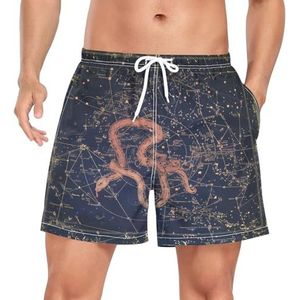 Niigeu Vintage Stars Zodiac Snake zwembroek voor heren, sneldrogend, met zakken, Leuke mode, XL
