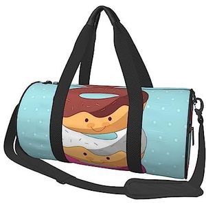 Leuke Kleurrijke Donuts Reizen Duffel Bag Gym Tote Bag Lichtgewicht Bagage Tas voor Weekender Sport Vakantie, Zwart, One Size, Zwart, Eén maat