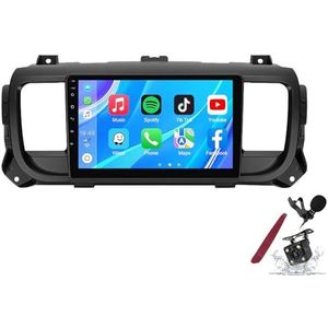 Android 14 Autoradio Sat Navi voor C-itroen Jumpy(2016-2021) 9 Inch Touchscreen Multimedia Speler met Draadloze Carplay GPS Navigatie FM RDS Bluetooth 5G-WiFi SWC DSP,M120s