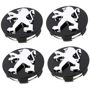 SJZZJMZ 4 stuks auto wieldoppen naafdoppen voor Peugeot RCZ 60mm auto naafdoppen vervangende naafdoppen naafdop stickers