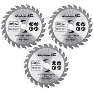 Set van 3 doorslijpschijven 76 x 10 mm 10,8-12 V voor hout, kunststof, aluminium, mini-cirkelzaag