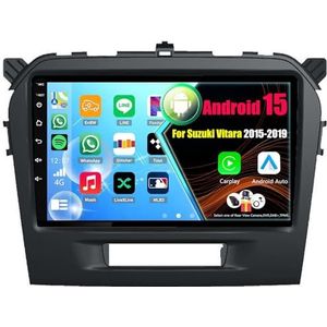 Android 15 Autoradio Voor Suzuki Vitara 2015-2019 met Draadloze Carplay Android Auto, 9 Inch Autoscherm Soporta Bluetooth WIFI GPS FM/RDS(8Core(4+64GB))