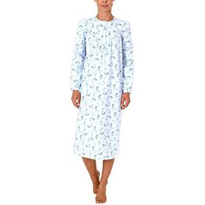 NORMANN-Wäschefabrik Finette nachthemd voor dames, vrouwelijk, met knoopsluiting aan de hals, ook in grote maten - 61885, blauw, 40/42