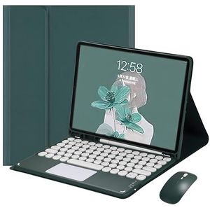 Toetsenbordhoes Voor Samsung Galaxy Tab A9 Plus 11 Inch (SM-X210/X215/X216/X218), Oplaadbaar Bluetooth-Toetsenbord Met Touchpad, Ingebouwde Potloodhouder, Tabletmuis,Deep green