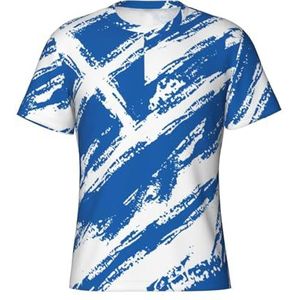 Griekenland Vlag Kleur 3D Gedrukt Patriottische Strakke T-shirt Tees Sport Voetbal Shirts, Meerkleurig, L