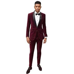 QZI Heren Fluwelen pak met twee knopen sjaalkraag jas smoking