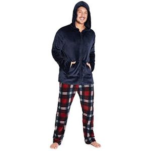 CityComfort Heren Pyjama, Fleece Heren Pyjama, Slim Fit Warme Pyjama voor Mannen (Marine, XL)