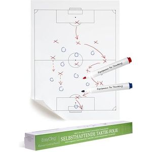 EASYCLING® Magique Tactiekbord, voetbal, zelfklevend, statische tactiekfolie, voetbal met 25 vellen en 2 boardmarkers, afveegbaar en herbeschrijfbaar, geschikt voor alle gladde oppervlakken, 80 cm x