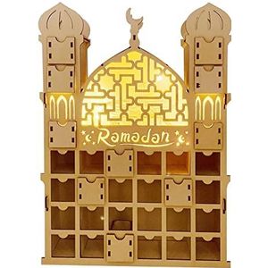 Ramadan kalender voor kinderen 2023 – doe-het-zelf adventskalender Ramadan Mubarak met laden, maan ster verlichting, kalender, tafelornament, accessoires, islamitisch moslim