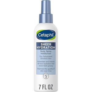 CETAPHIL Sheer Hydration Fragrance Free Body Moisturizer Spray, 7 fl oz, 48Hr Sensitive Skin Spray Body Lotion voor de droge huid, met hyaluronzuur, vitamine E en vitamine B5