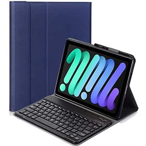 YHFZR Toetsenbordhoes voor iPad mini 6 2021 - (QWERTY-Indeling) Ultradunne Flip met Verwijderbare Draadloze Toetsenbordstandaard Case voor iPad mini 6 2021, Blauw