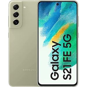 Samsung Galaxy S21 FE 5G, Android Smartphone, 6,4 inch Dynamic AMOLED-display, 4.500 mAh accu, 128 GB/6 GB RAM, mobiele telefoon in Olive incl. 36 maanden fabrieksgarantie [Exclusief bij Amazon]