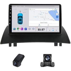 Autoradio 2Din Bluetooth met Carplay en Android Auto,geldt voor Renault Samsung Megane 2 2002-2009 9 inch met touchscreen stereo auto ondersteunt stuurbediening Achteruitrijcamera(NF-2)