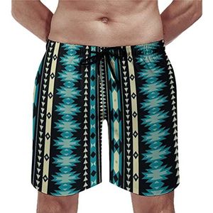 Kleurrijke decoratieve etnische patroon heren zwembroek casual strand shorts met compressie voering sneldrogende badmode met zakken L