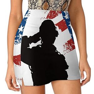 Saluting US Soldier Dames Skorts Hoge Taille Tennisrok Gelaagde Korte Mini Rok Culottes Skorts Met Zakken S