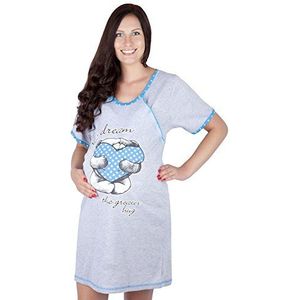 Mija - 2-in-1 mooi borstvoedingsnachthemd & zwangerschapsnachthemd nachthemd 2056 U, turquoise, S