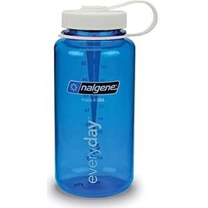 Nalgene Tritan Wide Mouth BPA-Free Water Bottle, 32 Oz, Blue w/White