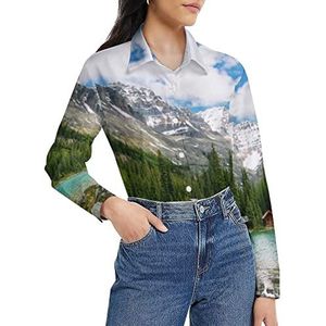 Canada Ohara Lake Yoho National Park met bergen natuur landschap kunst foto vrouwen shirt lange mouw button down blouse casual werk shirts tops 5XL