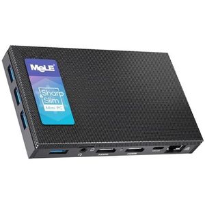 MeLE Quieter2Q Fanless Mini PC Computer, J4125 Win11 Pro 4GB 64GB Dual HDMI 4K Display,Draagbare Desktop voor Astrofotografie Media Office,Ondersteuning M.2 NVMe SATA 2280 SSD Win10 PXE Ethernet USB 3.0