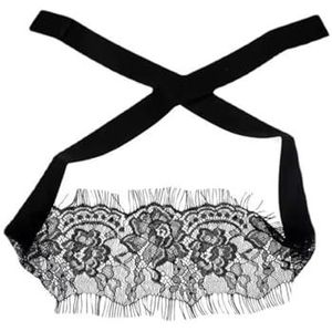 Mooie boog blinddoek kant rood zwart doorzichtige sluier zachte oogmasker accessoires (Color : Black)