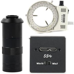 Hoge snelheid Micro USB 3.0 USB3.0 5MP industriële CMOS microscoopcamera elektronische digitale oculair mini C-mount videocamera(100x lens with Light)