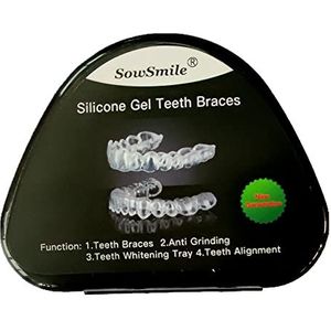 SowSmile Siliconen Gel Zachte Dental Orale Tanden Tand Whitening Trays Anti Slijpen Tand Whitener Mond Night Guard Bruxisme Bretels (Bovenwerk maat tiener)