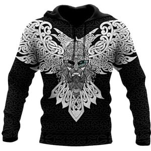 Nordic Celtic Knot Odin Hoodie, 3D Volledig Bedrukt Viking Paar Streetwear Sport Losse Top, Outdoor Street Comfortabel Heidense Pullover Sweatshirt met Lange Mouwen(Color:Pullover Hoodie,Size:5XL)