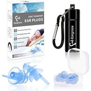 Oordopjes Voor Slapen 2 Paar - SNR 32dB Ruisonderdrukking Oordopjes met Afneembare Koorden, Herbruikbare Zachte Siliconen Oordopjes Om Te Slapen, Snurken, Reizen, Studeren, Werk (Blauw)
