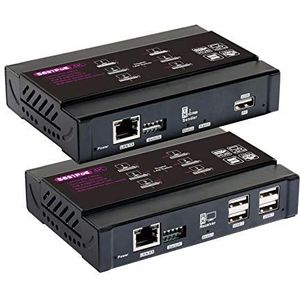 4K HDMI KVM USB Extender Over Single Cat5e/6 tot 100M M (330 ft), KVM Extender Ondersteuning 1080P@60Hz, Plug & Play, Toetsenbord & Muis Ethernet-netwerk, Lossless-Near Zero Latency, 4 Poorten USB2.0